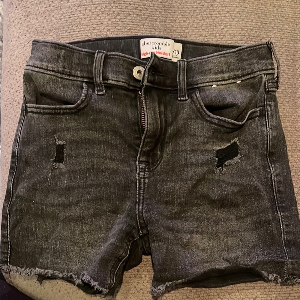 Abercrombie Kids Black Distressed Jean Shorts